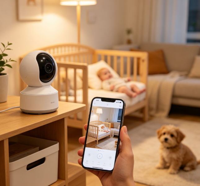 360° Pan Tilt WiFi Security Camera, Night Vision Motion Detection Indoor Baby Pet Cam, Two-Way Audio Remote View via Phone App